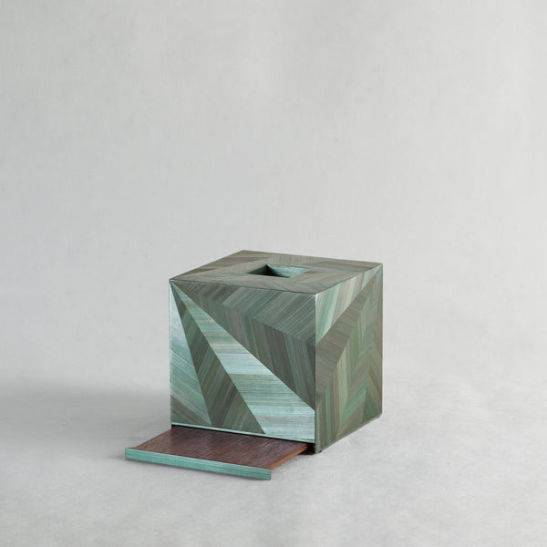 Mirror Tissue Box - Malachite Straw, Square