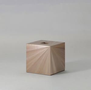 Soleil Tissue Box - Burnished Metal Straw, Square - Oak wood