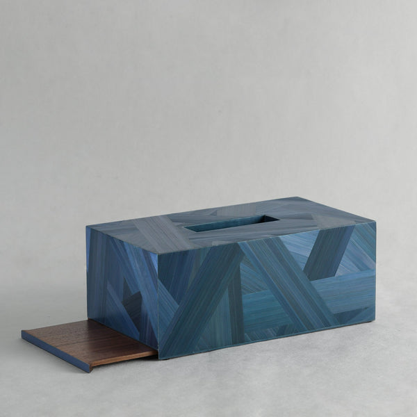 Forest Tissue Box - Blue Straw, Long