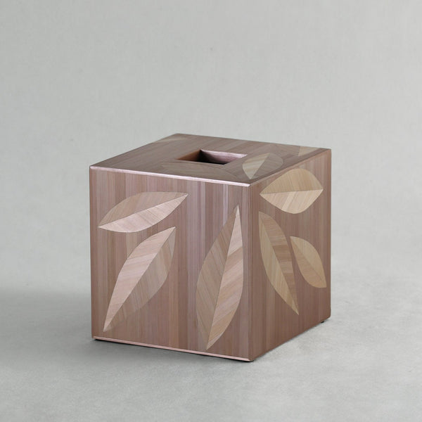 Frond Tissue Box - Burnished Metal Straw