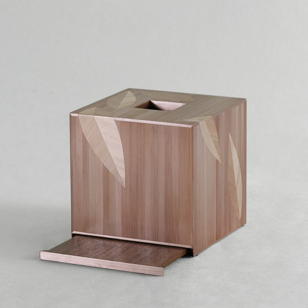 Frond Tissue Box - Burnished Metal Straw